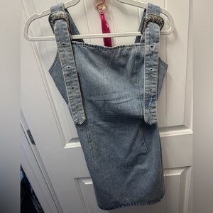 Entro Blue Denim Overall Dress